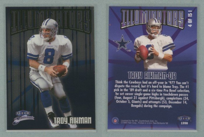 1998 Fleer Brilliants Illuminators # 4 TROY AIKMAN
