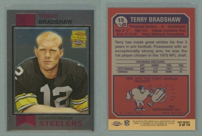 2002 Topps Chrome Terry Bradshaw Reprints # 3 TERRY BRADSHAW -- MINT