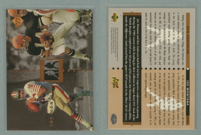 1997 Upper Deck Legends Marquee Matchups # MM6 JOE MONTANA and KEN ANDERSON -- MINT