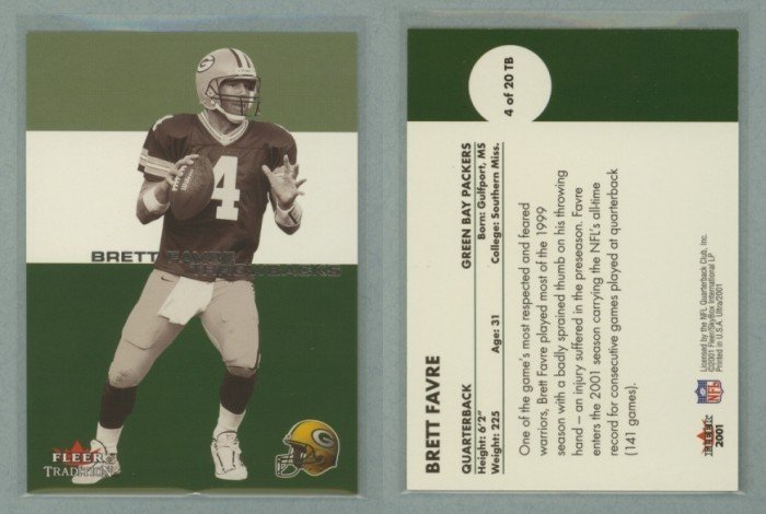 2001 Fleer Tradition Throwbacks # 4 BRETT FAVRE