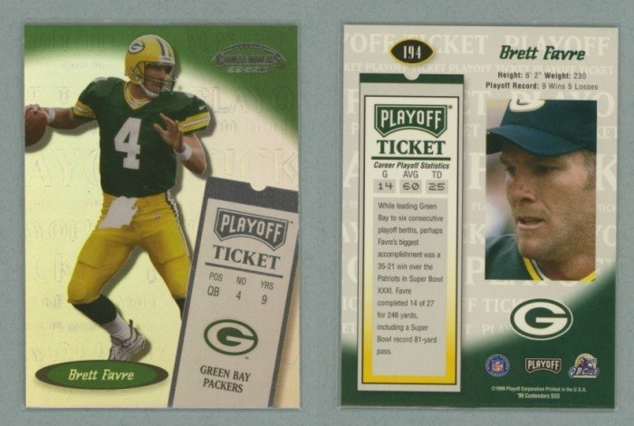 1999 Playoff Contenders SSD Playoff Ticket # 194 BRETT FAVRE -- MINT