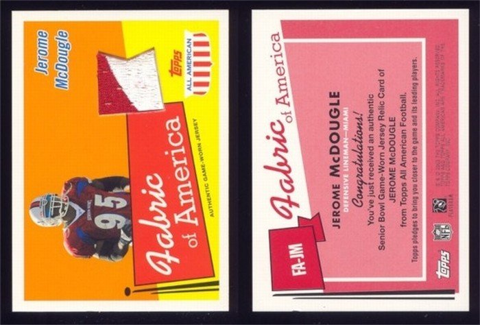 2003 Topps All American Fabric of America # FA-JM JEROME McDOUGLE 2 Color GU Jersey