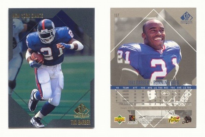 1997 SP Authentic # 137 TIKI BARBER RC Giants Rookie