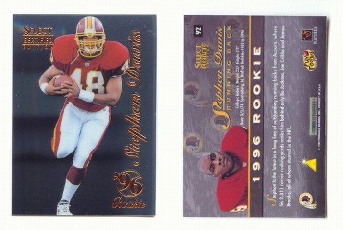 1996 Select Certified # 92 STEPHEN DAVIS RC Redskins, Panthers