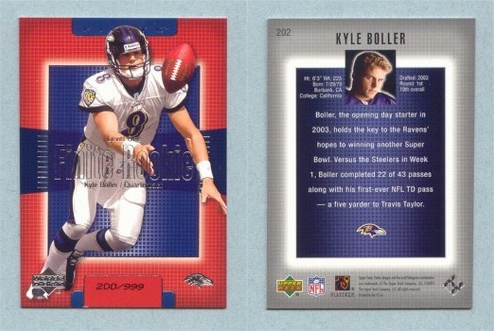 2003 Upper Deck Finite # 202 KYLE BOLLER RC #d 200 of 999 Ravens Rookie MINT