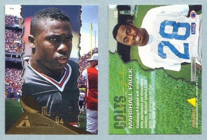 1994 Pinnacle # 198 MARSHALL FAULK RC Rams Rookie -- MINT