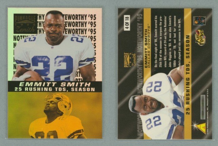 1996 Zenith Noteworthy 95 # 4 EMMITT SMITH -- MINT