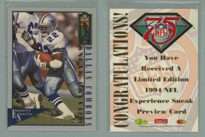 1994 Images NFL Experience Sneak Preview # NNO EMMITT SMITH