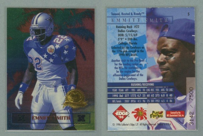 1996 Collector's Edge President's Reserve Tanned Rested Ready # 5 EMMITT SMITH #d 3142 of 7500