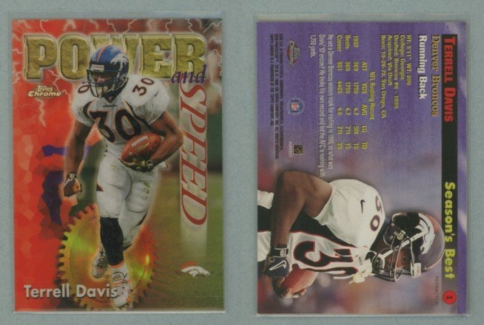 1998 Topps Chrome Season's Best Refractors # 1 TERRELL DAVIS -- MINT