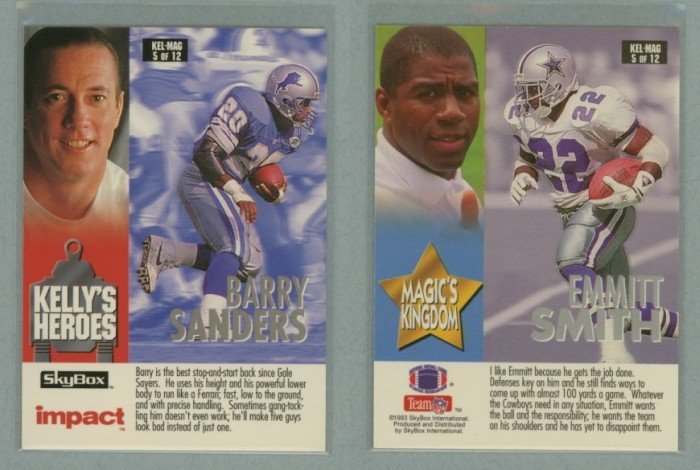1993 SkyBox Impact Kelly - Magic # 5 BARRY SANDERS and EMMITT SMITH -- MINT