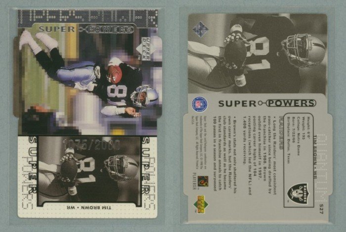 1998 Upper Deck Super Powers Die Cut Silver # S27 TIM BROWN #d 1075 of 2000 -- MINT
