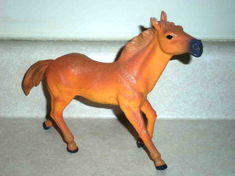 Large Orange Plastic Toy Horse Loose Used