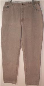 LEE WOMEN'S PLUS SIZE 22W TALL TAN COTTON JEANS ELASTIC SIDE BANDS 3-POCKET