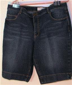 FASHION BUG WOMEN'S PLUS SIZE 18W DARK BLUE JEAN SHORTS W/EMBELLISHED POCKETS