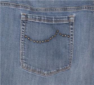JONES NEW YORK BLUE JEANS WOMENS PLUS SIZE 22W SHORT STRETCH EMBELLISHED POCKETS