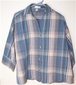 DRESSBARN WOMEN'S PLUS SIZE 3X BLUE & MULTI-COLOR SHIRT/BLOUSE/TOP X-CONDITION