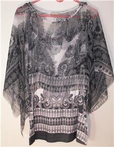 ONE WORLD LIVE & LET LIVE WOMEN'S PLUS SIZE 1X SHADES OF GRAY TANK TOP W/SHEER