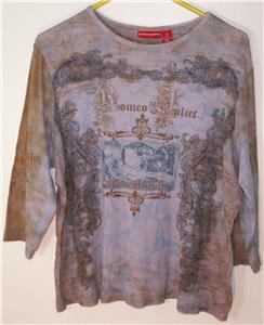 GLORIA VANDERBILT WOMENS PLUS SIZE 1X TOP ROMEO & JULIET MULTI-COLOR 100% COTTON