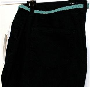 LEVEL EIGHT PLUS MISSES SIZE 16 BLACK CAPRI PANTS WITH BRAIDED BELT NWT!
