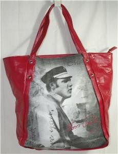 ELVIS PRESLEY LARGE RED "PERFORMANCE" TOTE BAG BLACK & WHITE PHOTO IMAGE NWT!
