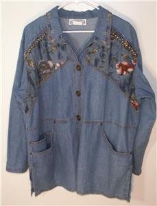 ST. GERMAIN, PARIS, MISSES SIZE XL BLUE DENIM LONG SLEEVE SHIRT/LIGHT JACKET