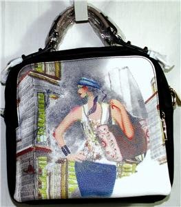 BLACK/MULTI FINE ART/FASHION HANDBAG/SHOULDER BAG/CROSS-BODY BAG MSR $80 NWT