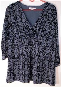 LIZ CLAIBORNE WOMEN'S PLUS SIZE 1X MULTI BLUES SNAKE SKIN-LIKE PATTERN CLASSY