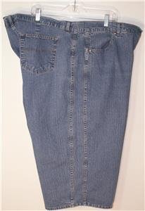 LIZ & ME BLUE DENIM GAUCHOS PLUS SIZE 28W WIDE LEG STRETCH MED WASH 3-POCKETS