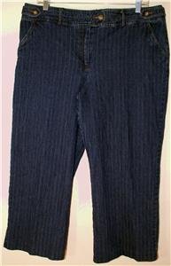 SIZE 14 DARK WASH BLUE DENIM CAPRIS 97% COTTON 3% SPANDEX STRETCH BAMBOO TRADER