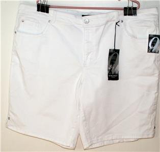 NINE WEST WOMEN'S PLUS SIZE 22W WHITE DENIM SHORTS OLYMPIC EMBELLISHED BACK PKTS