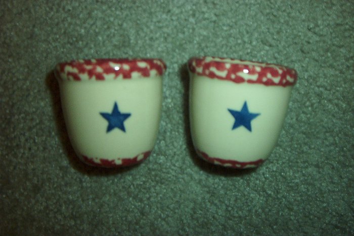 Henn Workshops cranberry sponged old glory votive cups set of 2