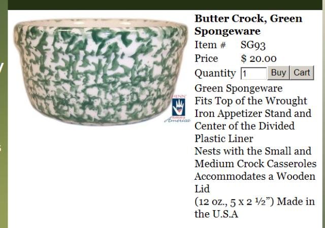 Henn Workshops green sponged butter crock