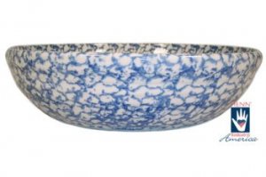 Henn Workshops blue sponged large 13 1/4" pasta/harvest bowl