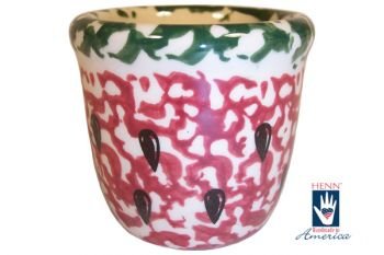 Henn Workshops watermelon with seeds cranberry/ green sponged votive cup