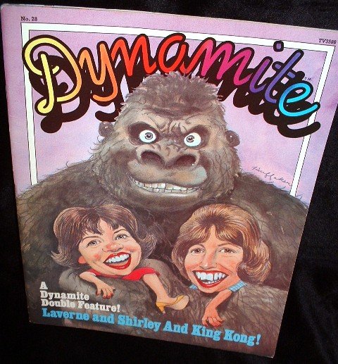 Dynamite Magazine 1976 Laverne and Shirley w/ Pull-out Poster of King Kong #28