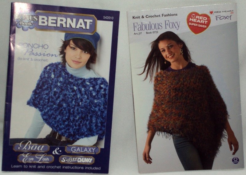 Fabulous Foxy & Poncho Passion by Bernat & Red Heart (2) Booklet Set Dated 2004 & 2005