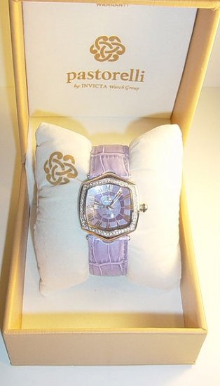 PASTORELLI Crystal Bezel Leather Strap Watch by Invicta