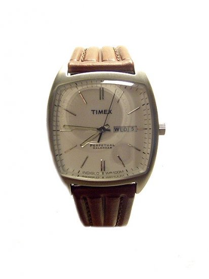 TIMEX Men's Perpetual Calendar Brown Leather Strap Watch
