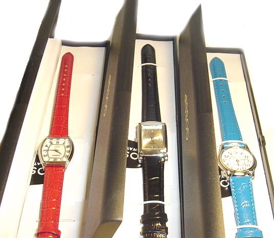 GOSSIP Set of 3 Croco Leather Watches (Black,Red,Teal)