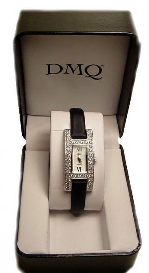 DIAMONIQUE Silvertone Cocktail Watch w/Satin Strap
