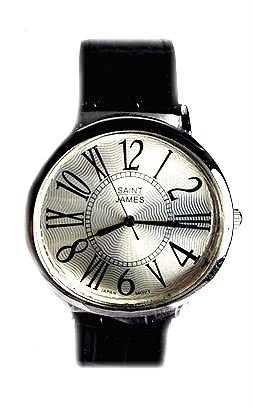 ROSS- SIMONS Embossed Black Leather Strap Watch