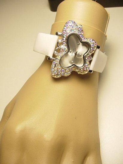 GOSSIP Butterfly Encrusted Crystal Bezel Watch-White