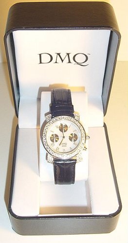 DIAMONIQUE 1.20 ct tw Leather Strap Watch with Sub-dial