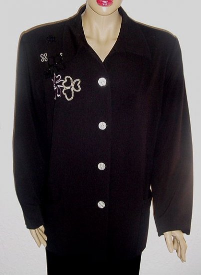 RUSSELL KEMP Black Embroidered & Beaded Jacket SZ 18