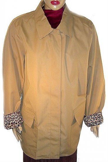 DENNIS BASSO Tan Jacket w/ Leopard Lining SZ 1X