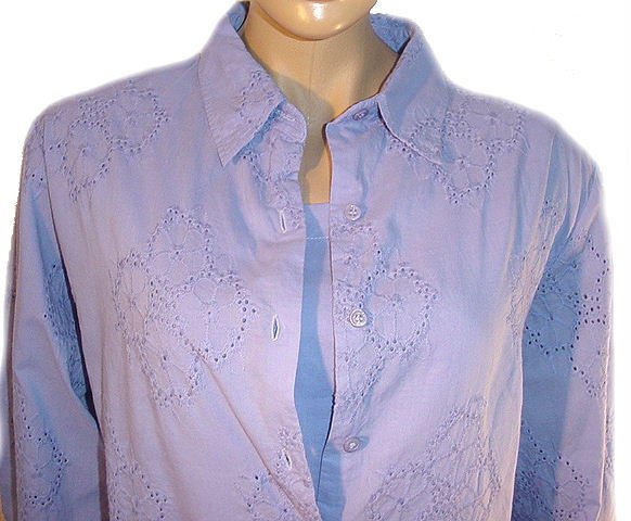 DENIM AND COMPANY Embroidered Big Shirt and Solid Tank Top SZ 1X