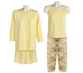 CAROLE HOCHMAN Yellow 4-piece Stretch Knit Lounge Set SZ 3X