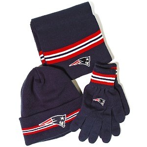 New England Patriots Reebok NFL Knit Hat, Scarf, Gloves Gift Set NWOB