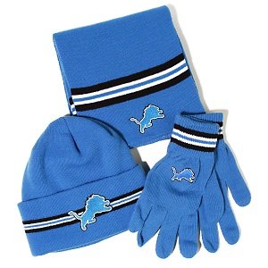 Detroit Lions Reebok NFL Knit Hat, Scarf, Gloves Gift Set NWOB